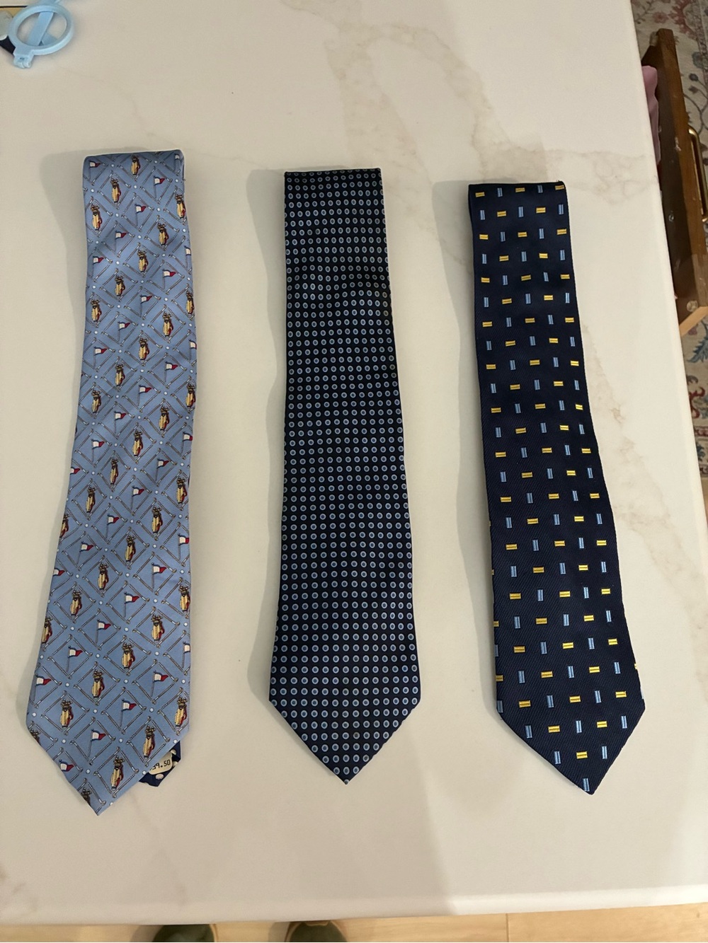 Tommy Hilfiger Three-Piece Blue Patterned Silk Tie Set